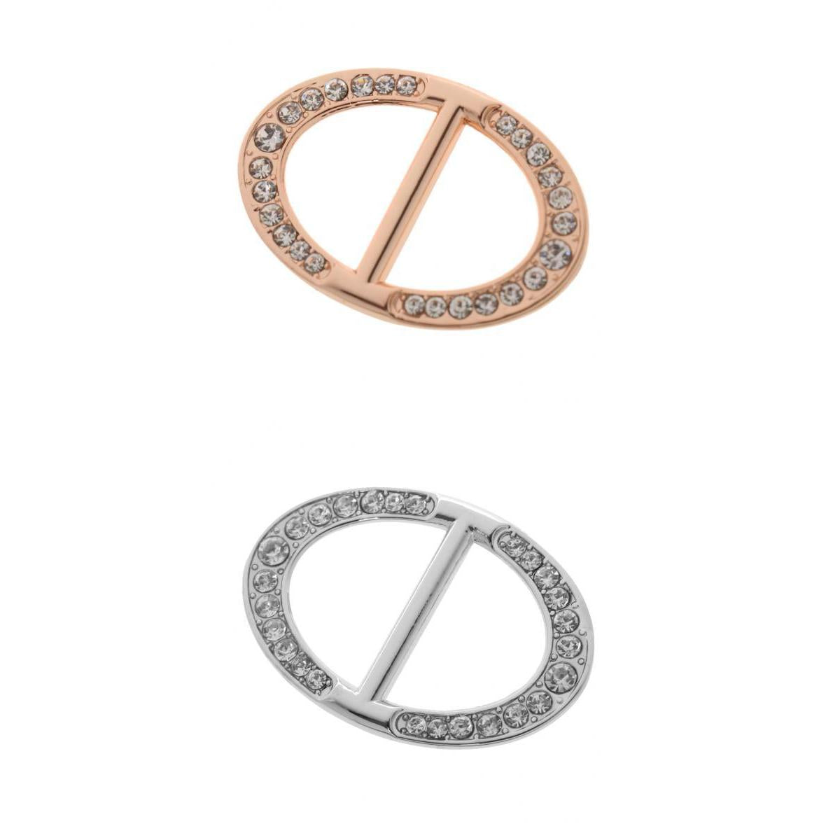 2pcs Women Crystal Rhinestone Oval Scarf Clip Buckle Pin Scarf Jewelry Gift