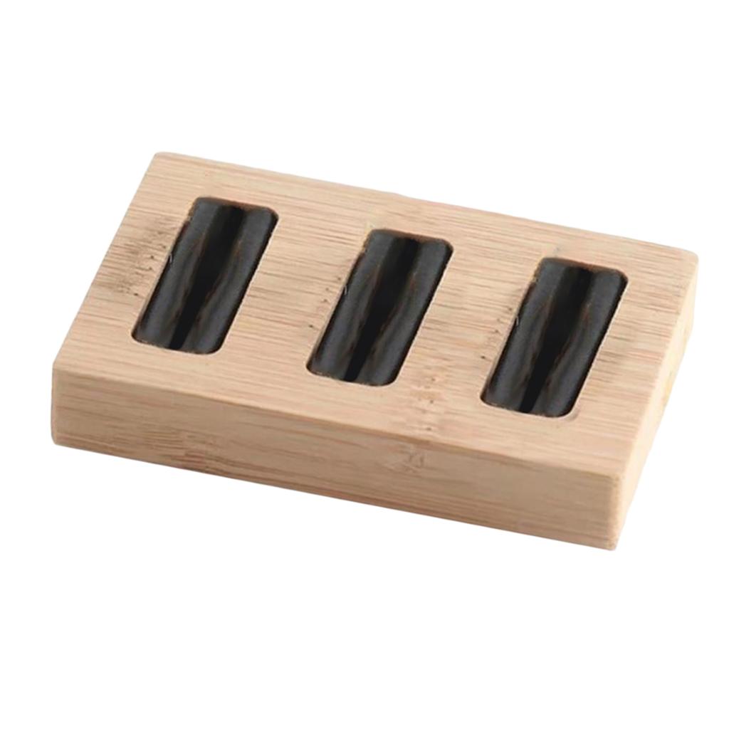 Wooden Earrings Rings Jewelry Display Tray Organizer Holder 3 Slots Black