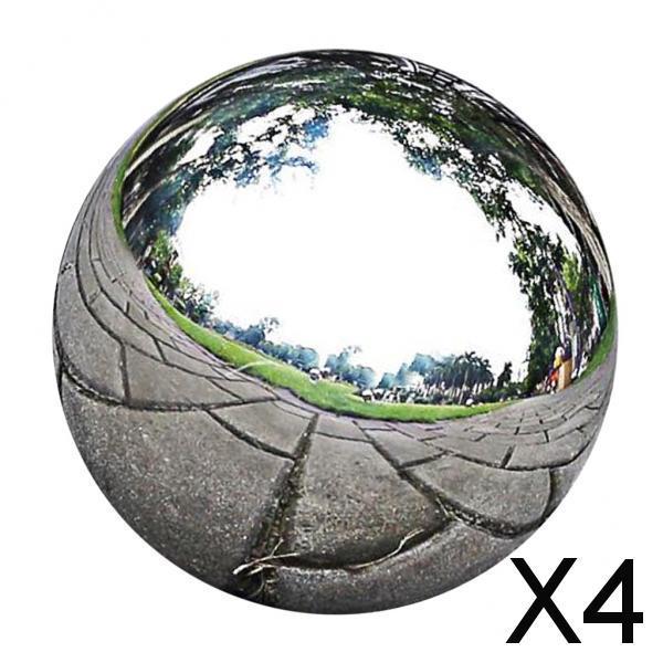4xStainless Steel Mirror Polished Sphere Hollow Round Ball Garden Ornament76mm