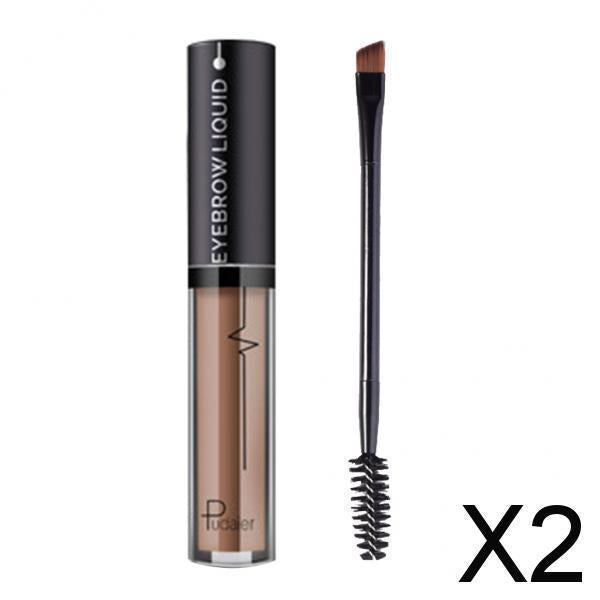 2xLong Lasting Smudge-Proof Tinted Liquid Eyebrow Defining Gel w/ Brush 4.5ml Light Coffee