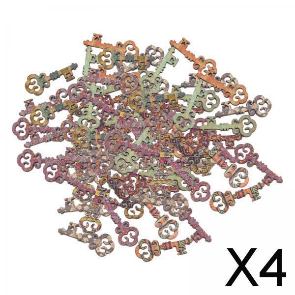4x50Pieces Wood Key Mini Art Craft Embellishment Cards Bookmark Scrapbooks