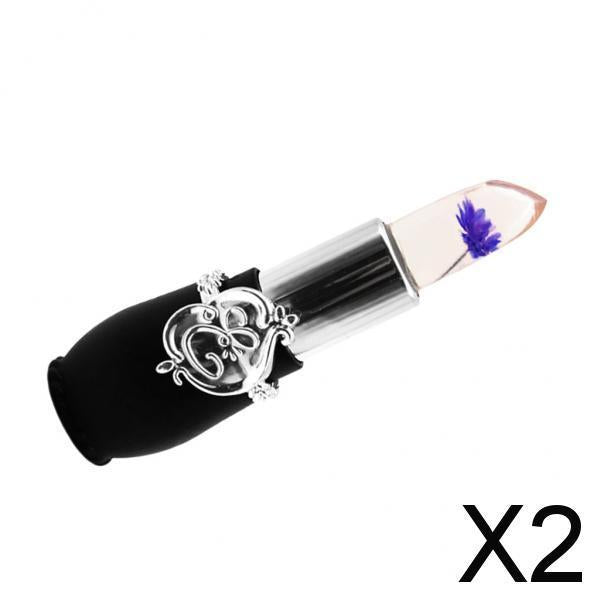 2xJelly Flower Lipstick Lasting Temperature Changing Lip Balm Purple Green