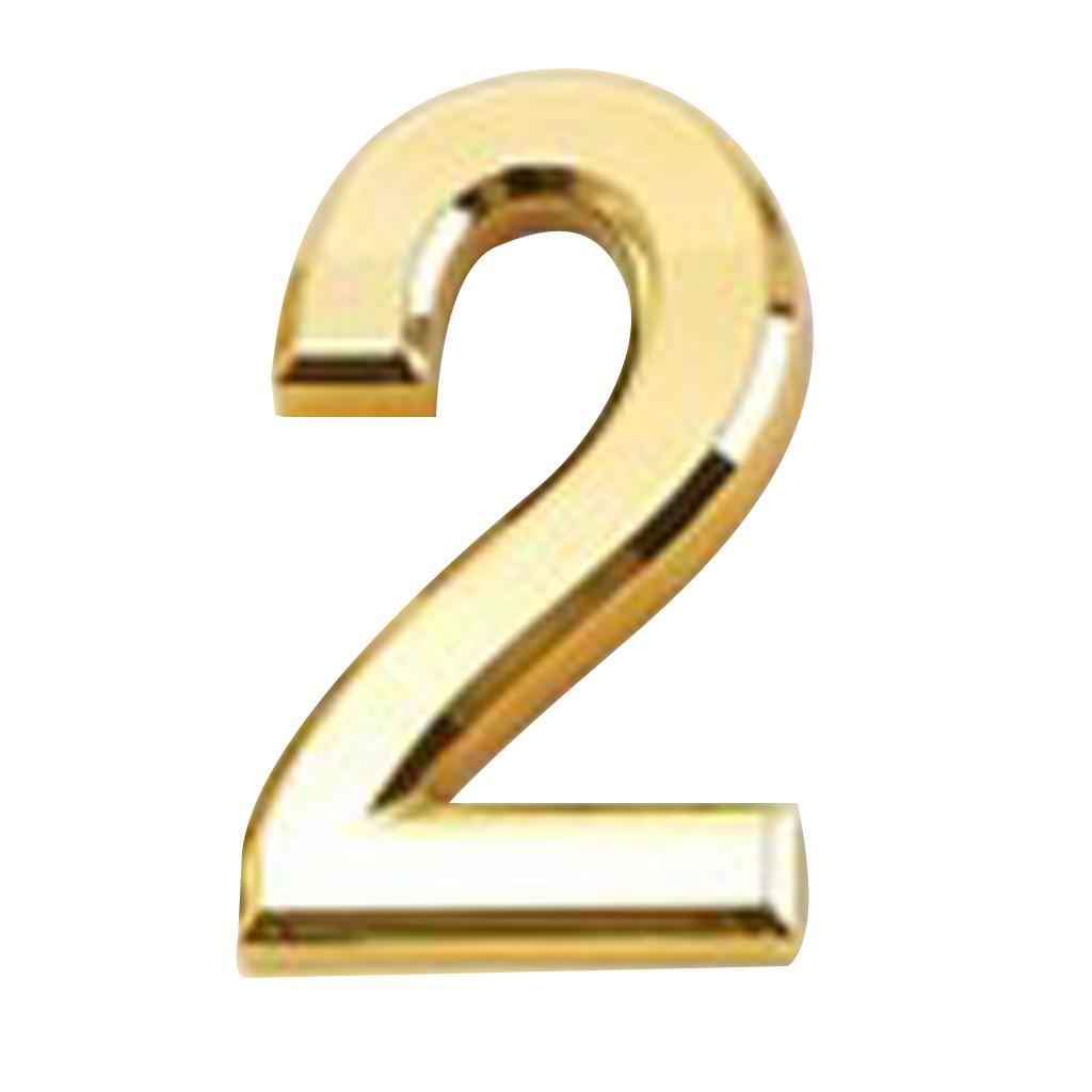 Golden Plastic Self-Adhesive House Hotel Door Number  Sticky Numeric Digit 2