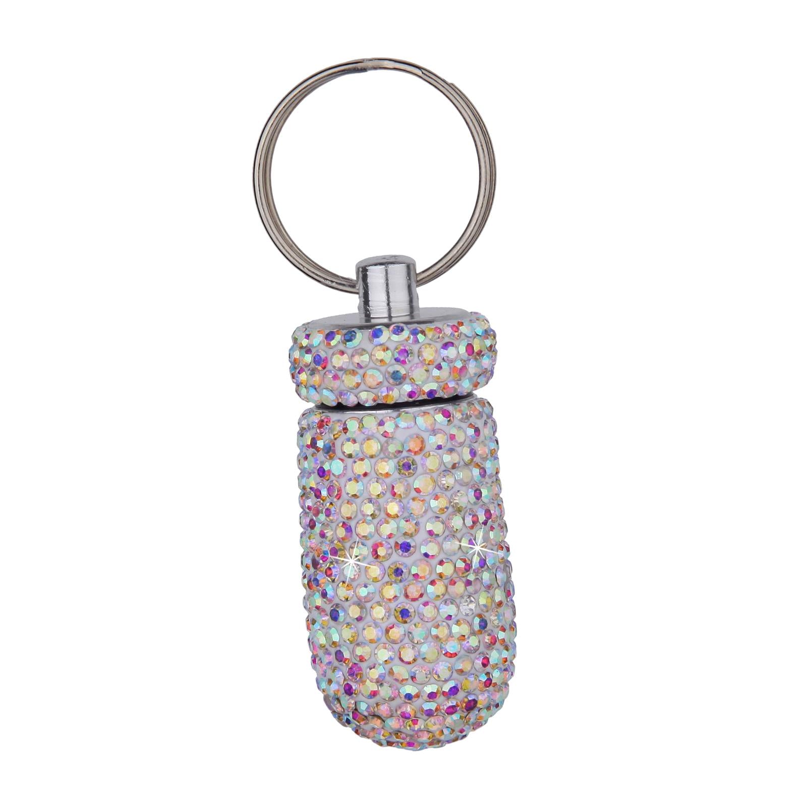 Pill Case Keychain Waterproof Bling Container Dispenser for Camping Hiking Multicolor