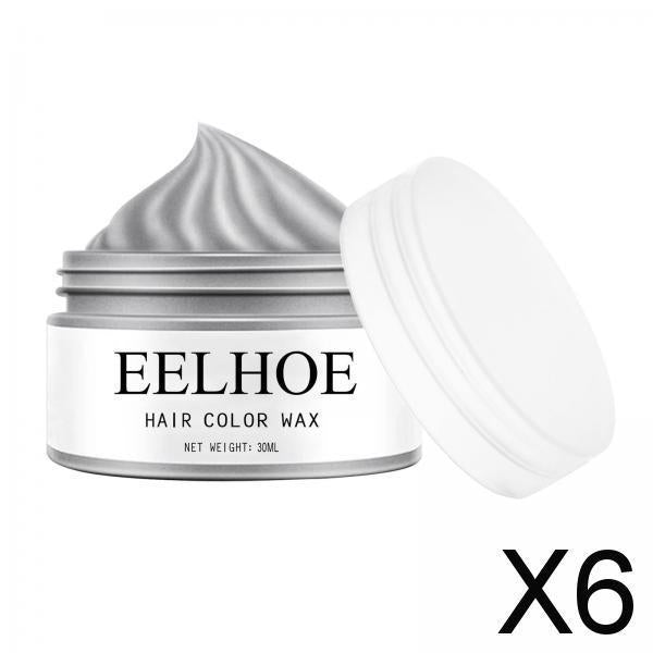 6xHair Coloring Dye Wax Styling Washable Natural One-Time for Cosplay Silver