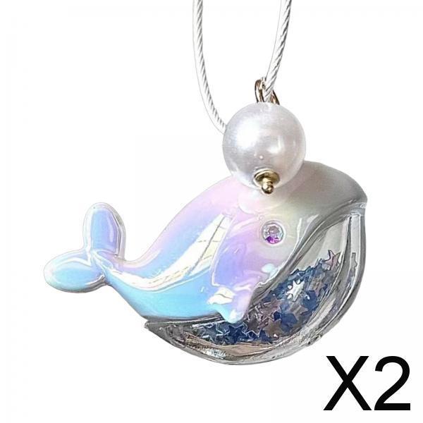 2xCompact Whale Keychain Funny Portable Keyring Bag Pendant for Tote Car Handbag