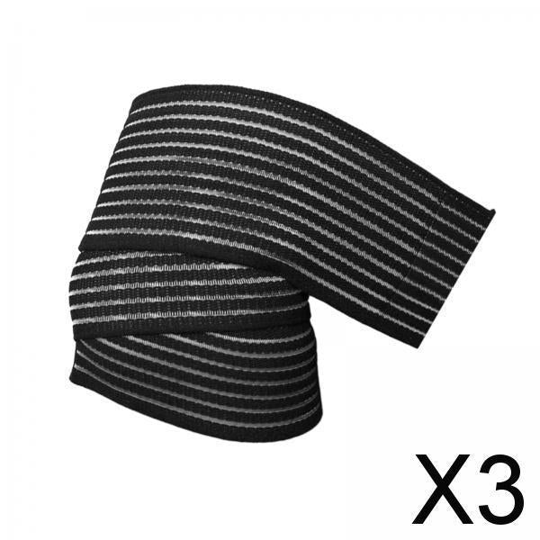3xElbow Wrap Elastic Elbow Brace for Gym Workout Cross Training Weight Lifting Black