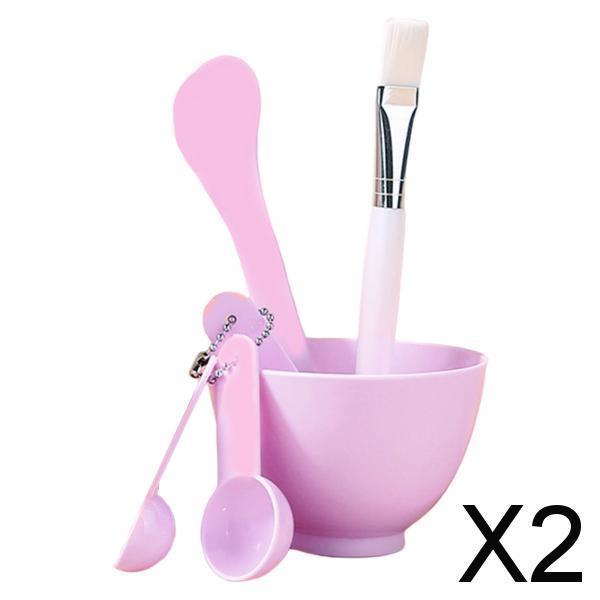 2x6 in 1 Mask Mixing Bowl Set Reusable for Facial Mask Hair Masks Home Purple