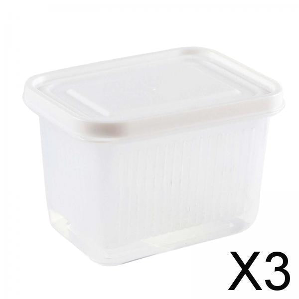 3xFruit Keeper Box Leakproof Kitchen Stackable Non Slip Food Storage Container White