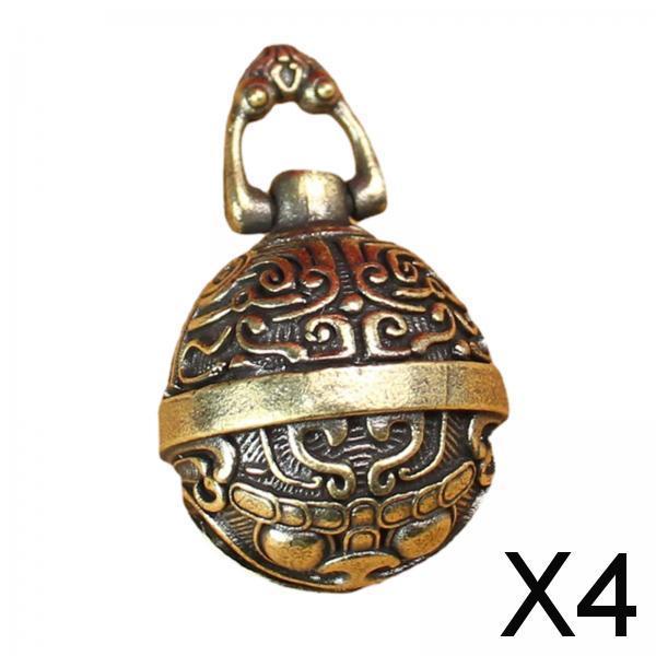 4xBrass Bell Pendant Keychains Hanging Car Keychains for Indoor Halloween Door