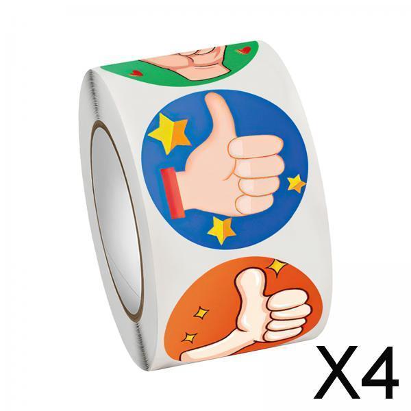 4x500 Pieces Motivational Stickers Thumbs up Sticker for Party Present Package Dia 1inch
