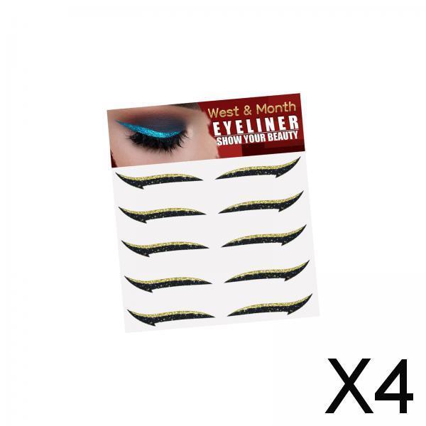 4x5 Pair of Self Stick Reusable Quick Makeup Tool for Daily Wear Parties Dance Gold