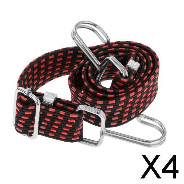 4xHeavy Duty Elastic BUNGEE CORD Travel Luggage Strap with Hooks Red 2m