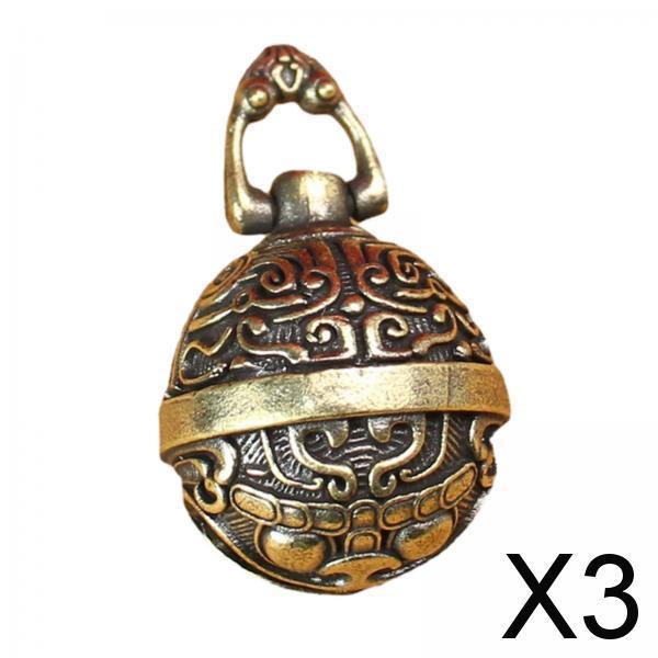 3xBrass Bell Pendant Keychains Hanging Car Keychains for Indoor Halloween Door