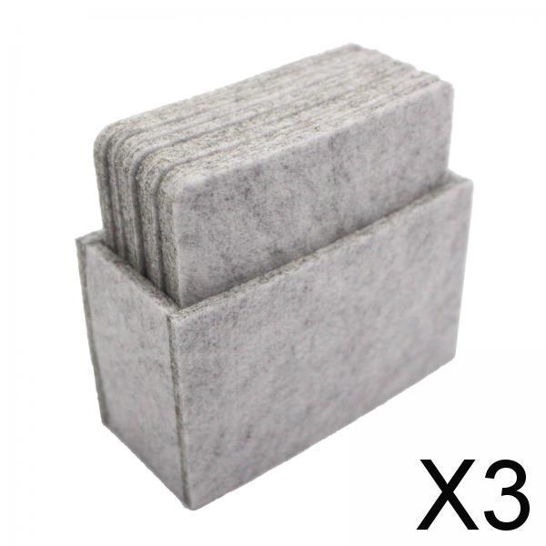 3x8pcs Felt Coaster Cup Mat Pad Insulated Placements  Light Gray Square