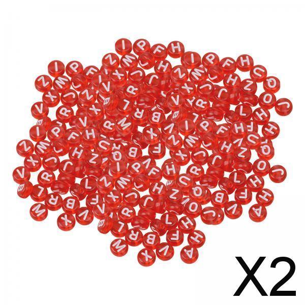 2x200Pcs Acrylic Jewelry Beads Round for Bracelets Key Chains Handmade Gift style D