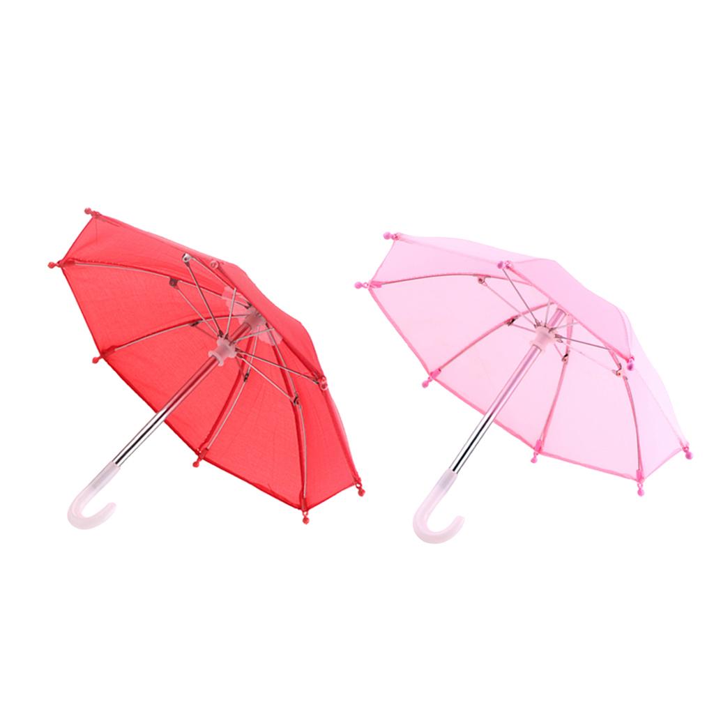 2 Pieces Lovely Umbrella for 18'' American Doll Accessories Red + Pink