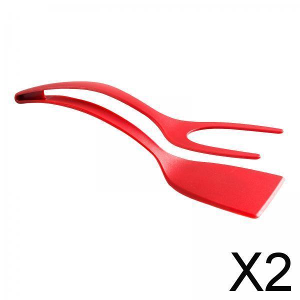 2xFood Clip Cooking Tool Nonstick Fried Egg Turner for Frying Turning Flipping red