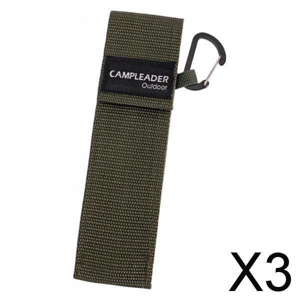 3xPicnic Tableware Storage Bag Reusable with Carabiner Lightweight Portable Green