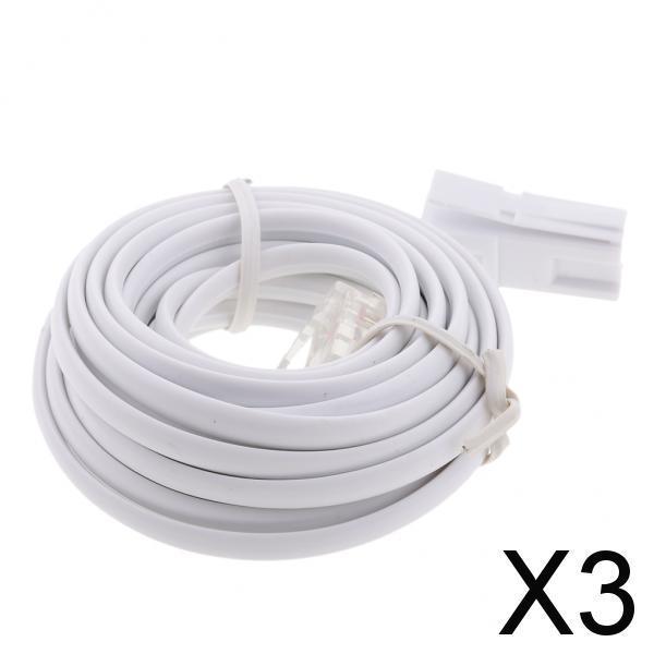 3xRJ11 UK Male to US Male Extention Cable 6P2C 3Meters for Landline Telephone