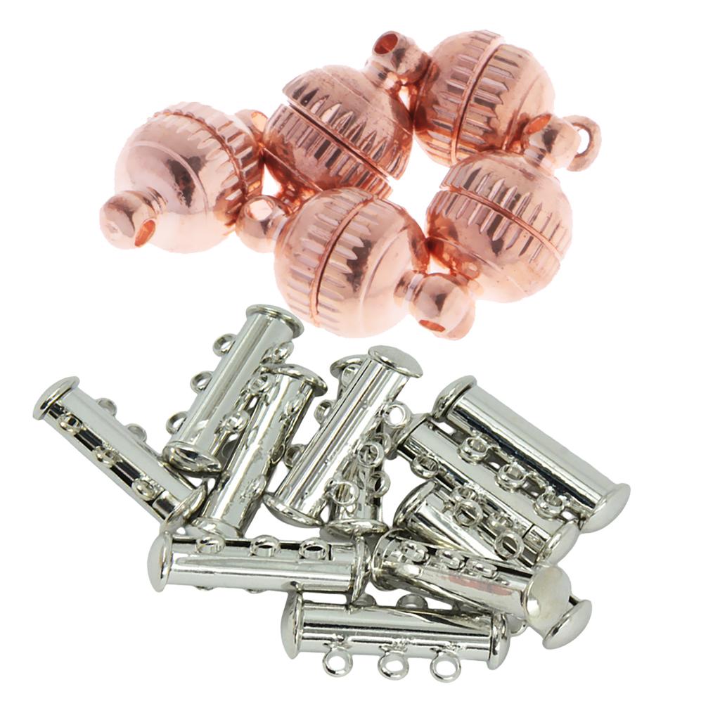 15 Pieces 3 Strand Slide Lock Magnetic with Round Ball Magnetic DIY Clasps