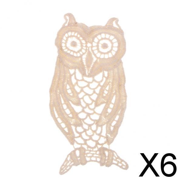 6x1 Piece Cotton Embroidered Owl Patches Appliques for Clothes Dress Bag Decor