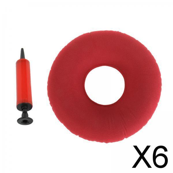 6xInflatable Donut Cushion Bed Sores Seat Pad 15'' for Pregnancy Postpartum Red