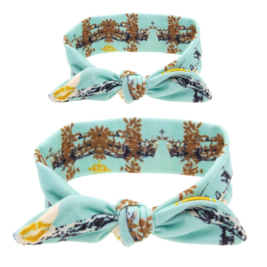 2Pcs Mom & Daughter Bow Knot Headband Hair Band Accessories Turquoise