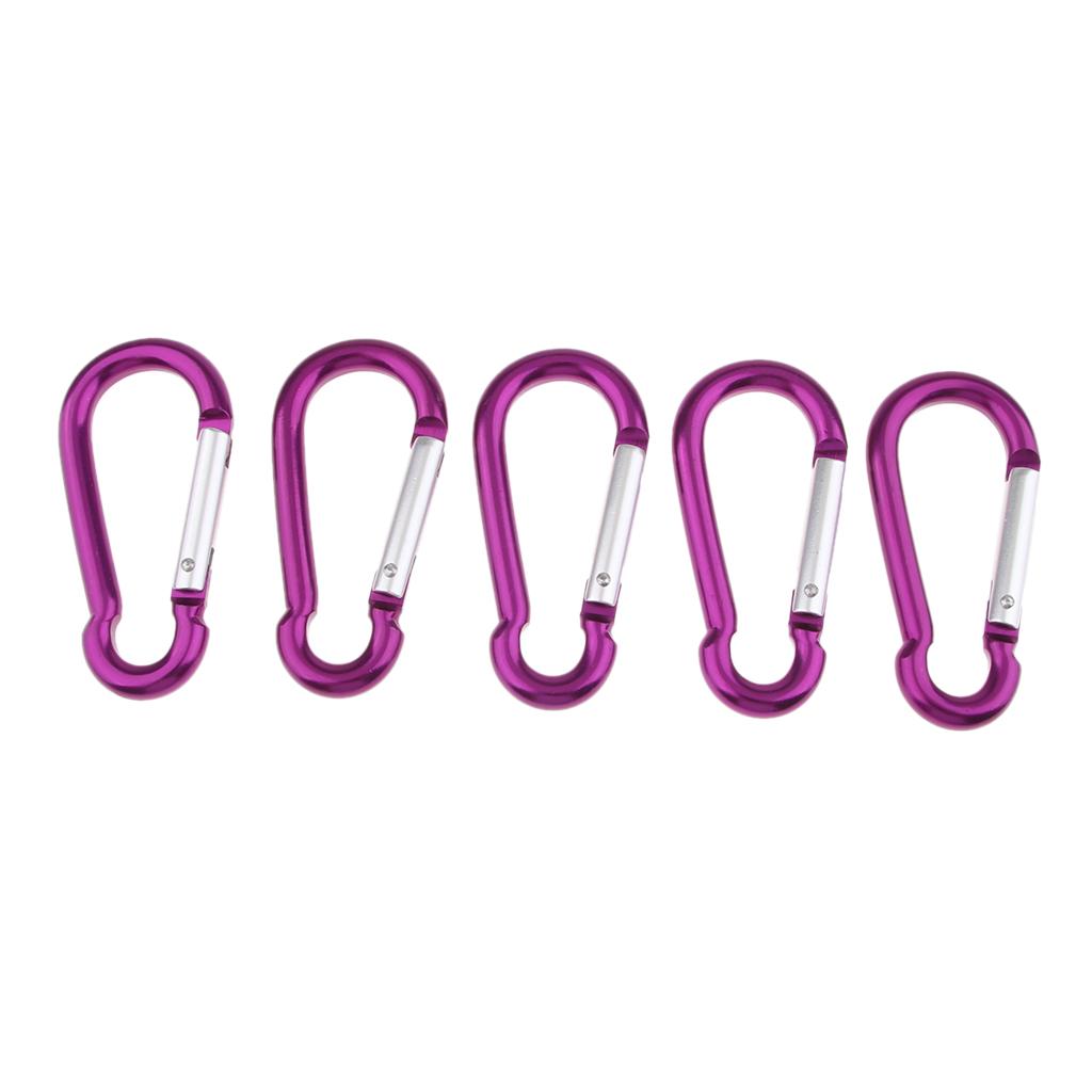 5x Coloured Carabiner Clip Snap Hook Keychain Camping Sports Karabiner Purple