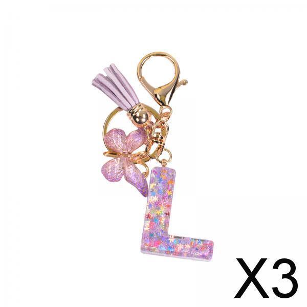 3xResin Keychain Ornaments Girls Women Gifts English Alphabet Keyring Keychain L