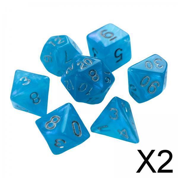 2x7 Pieces Polyhedral Dices Set Game Dices for Party Game Table Game Card Game Light Blue