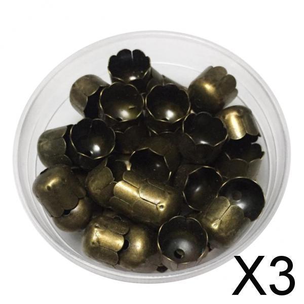3x45Pcs End Caps Jewelry Iron 10mm Cord End Cap Findings Antique Bronze