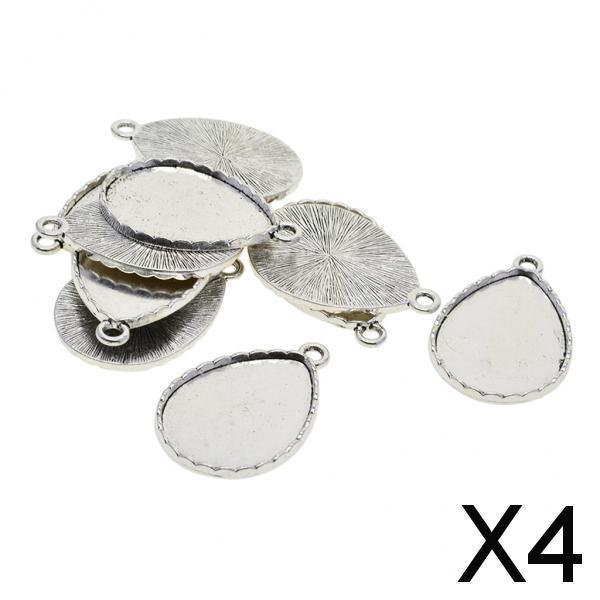 4x10 x Tibetan Silver Blank 30 x 40 Drop cabochon Bezel Base Pendants