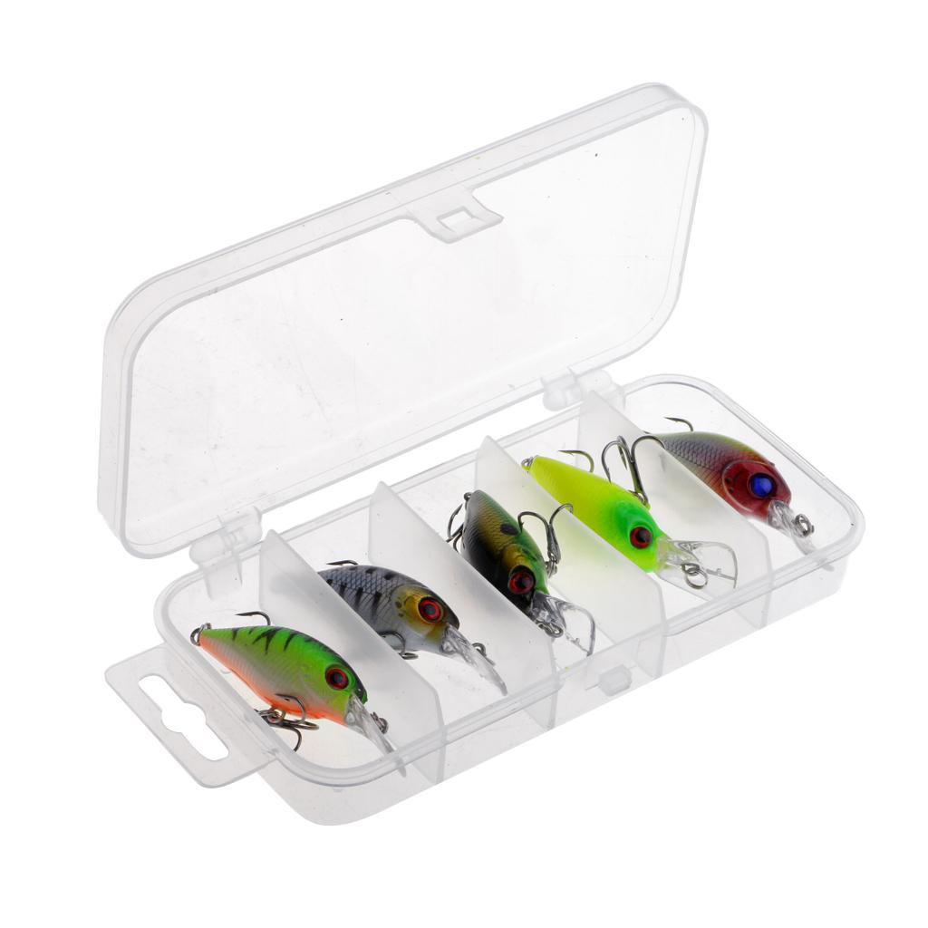 5Pcs Plactic Crank Lure Crank Baits Deep Swim Hard Fishing Tackle 5cm/4.2g