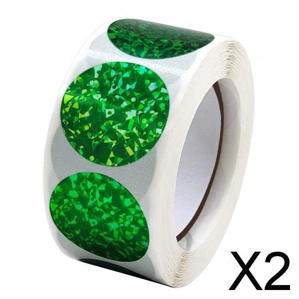 2x500x/Roll Self Adhesive Seal Stickers for Boutiques Greeting Card DIY Crafts Green