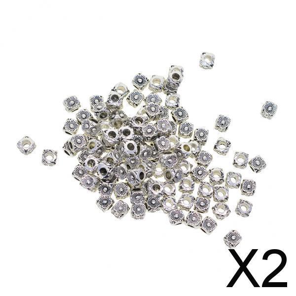 2x100 Pieces Tibetan Silver daisy Spacer Beads Jewelry Findings DIY Accessory