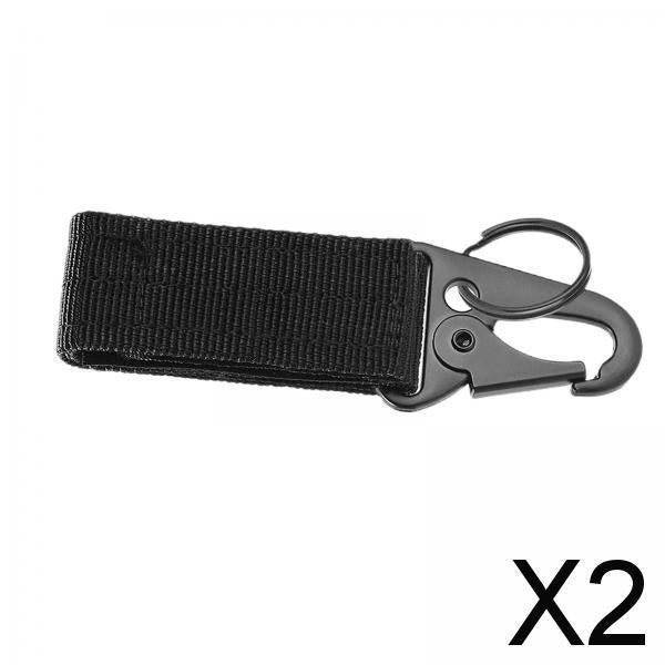 2xNylon Duty Belt Keepers with Key Holder Key Ring Holder Nylon Webbing Buckle Black