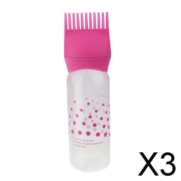 3x120ML Empty Hair Dye Dispensing Bottle Salon Hair Dyeing Applicator Pink