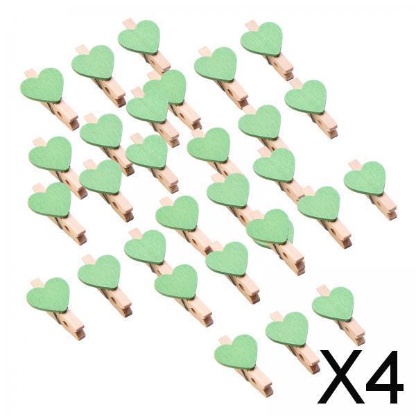 4x30pcs Mini Wooden Clothes Photo Paper Peg Clothespin Craft Clips 30MM Green