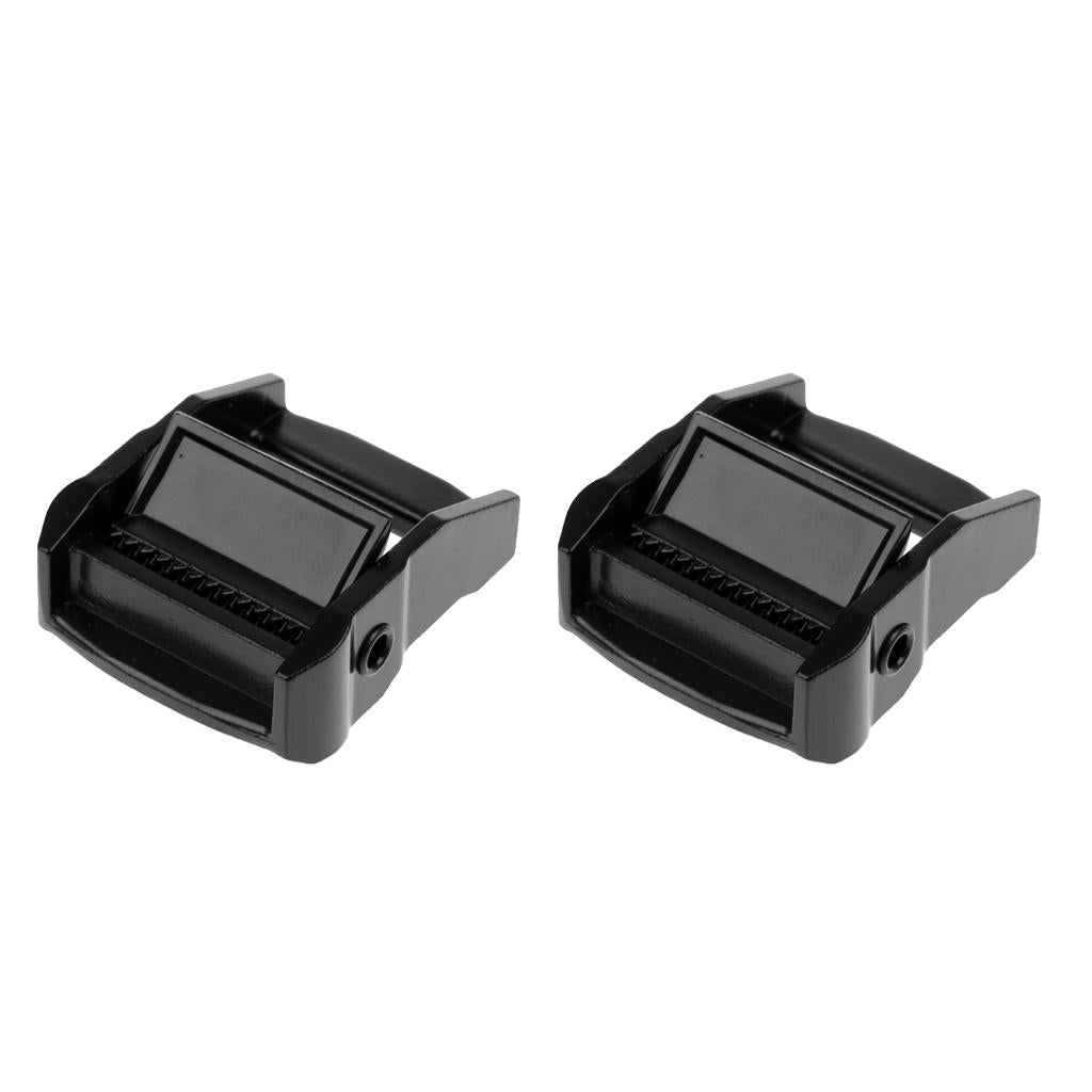 2 Pieces Cam Buckles for 38mm Webbing Luggage Cargo Kayak Board Surf Black