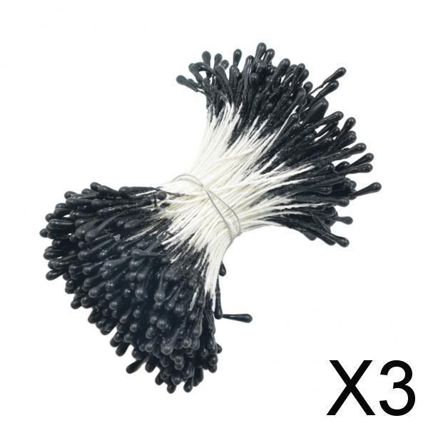 3x1 Bundle Artificial Matte Double Heads Flower Stamen Pistil  black