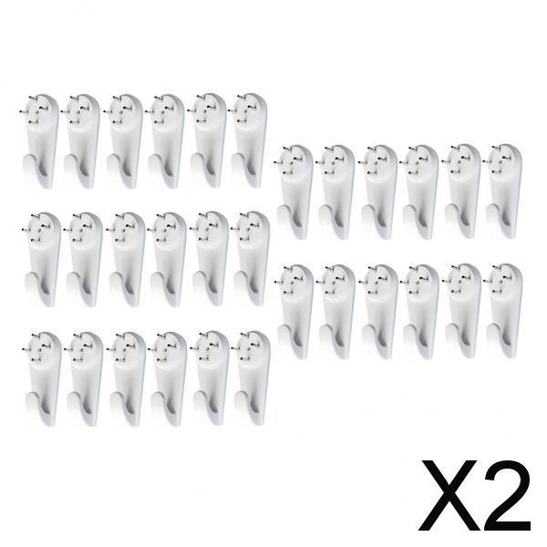 2x30 pieces Plastic Hard Wall Hooks Picture Frame Hanging Hooks & Nails Set