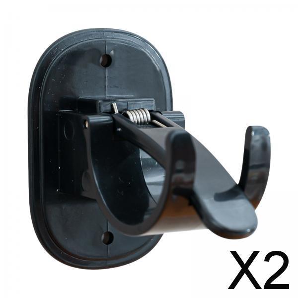 2xCurtain Rod Hooks No Drill Curtain Rod Brackets for Hotel Kitchen Livingroom Black