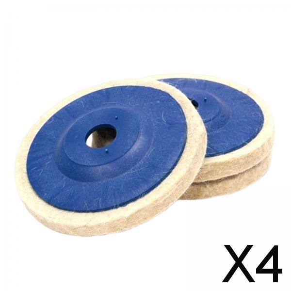 4x3Pcs Felt Wool Buffing Wheel Angel Grinder Polishing Disc Pad for Marble Blue