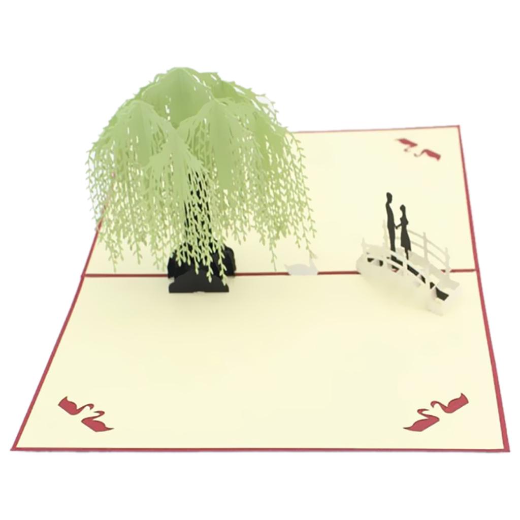 3D Greeting Cards Wedding Birthday Xmas  Invitations Postcard - Willow