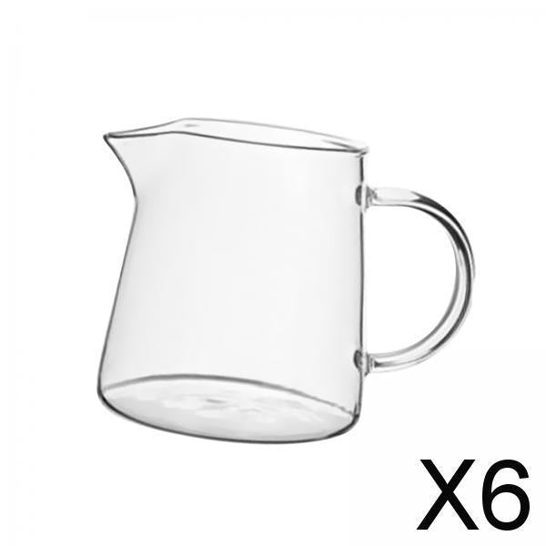 6xGlass Creamer Pitcher Teaware Mini Carafe Coffee Mug for Tea Espresso Coffee 300ml 7.5x8x8.5cm