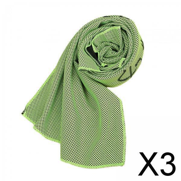 3xCooling Towel Breathable Fast Drying Ice Towel for Exercise Hot Weather green