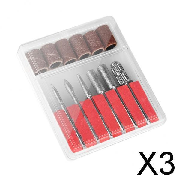 3x12pcs 3/32'' Nail Drill Bits Cuticle Clean Sanding Bands Mandrel Bit Set