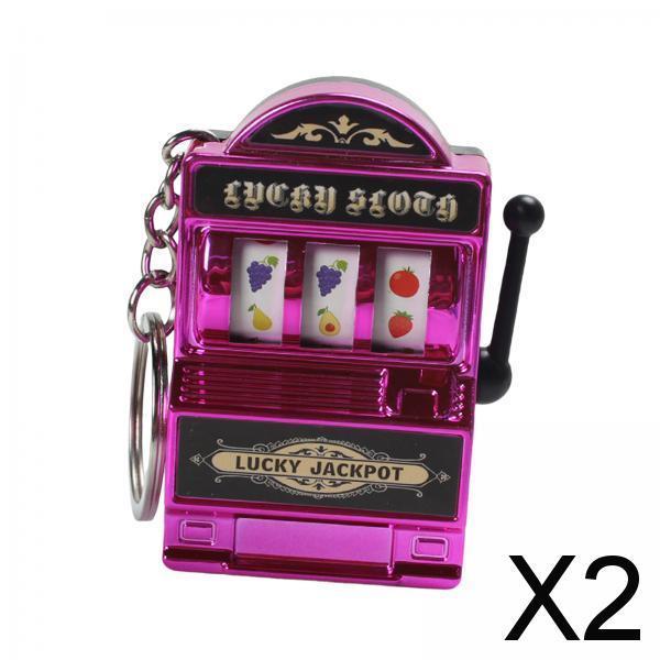 2xMini Slot Machine Keychain Festival Novelty Mini Arcade Game Toy for Boy Men Violet