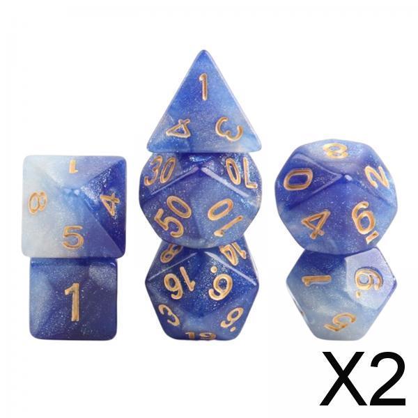 2x7x Polyhedral Dice Party Game Dice Game for DND Table Game Star Dark Blue